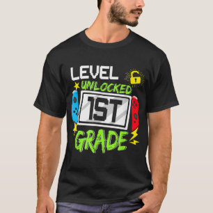 1. Stufe Entsperrtes Videospiel zurück zur Schule T-Shirt