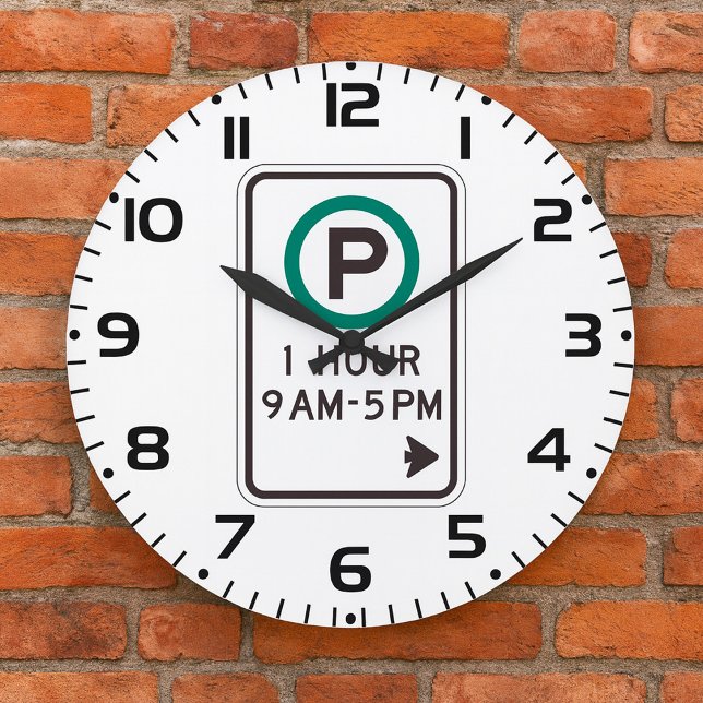 1 Stunde Parkplatz für kontrollierte Parkplätze Große Wanduhr (Von Creator hochgeladen)