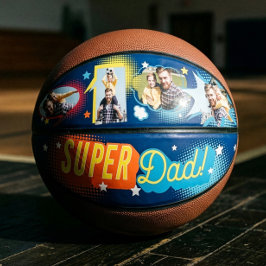 #1 Super Vater Comic Book Bubbles Custom Vier Foto Basketball