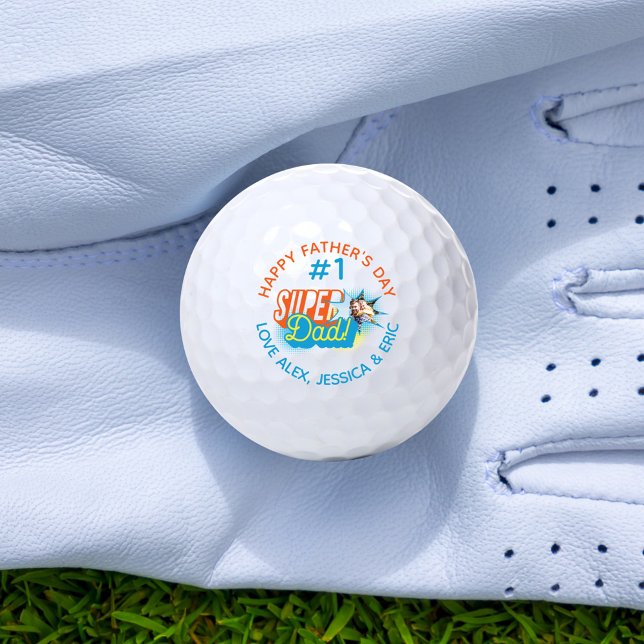 #1 Super Vater Comic Book Buble Custom Foto Golfball (Von Creator hochgeladen)