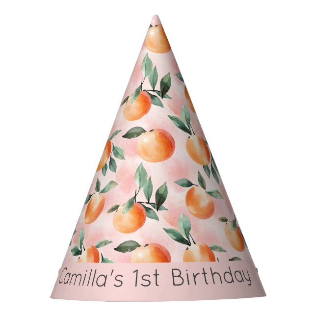 1 Sweet Peach 1. Geburtstag Partyhütchen (Vorderseite)