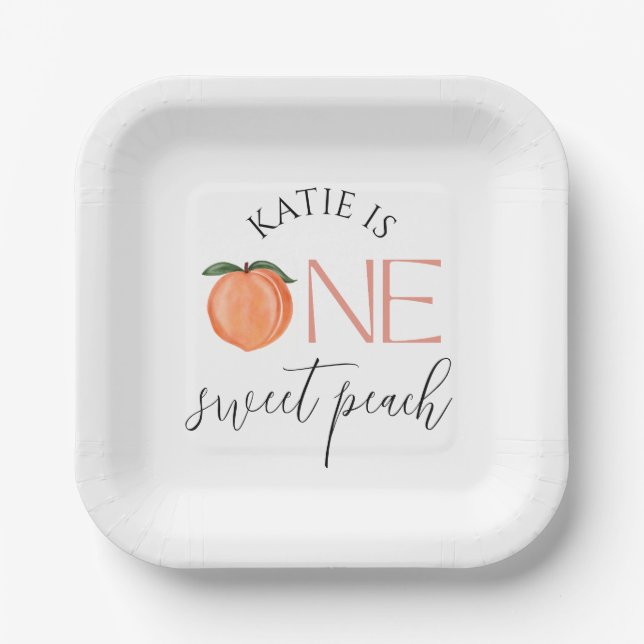 1 Sweet Peach 1. Geburtstag Teller (Vorderseite)