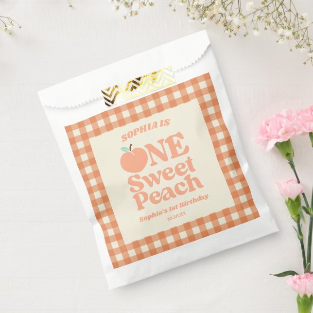 1 Sweet Peach Orange Erstes 1. Geburtstag Party Geschenktütchen (Versiegelt)
