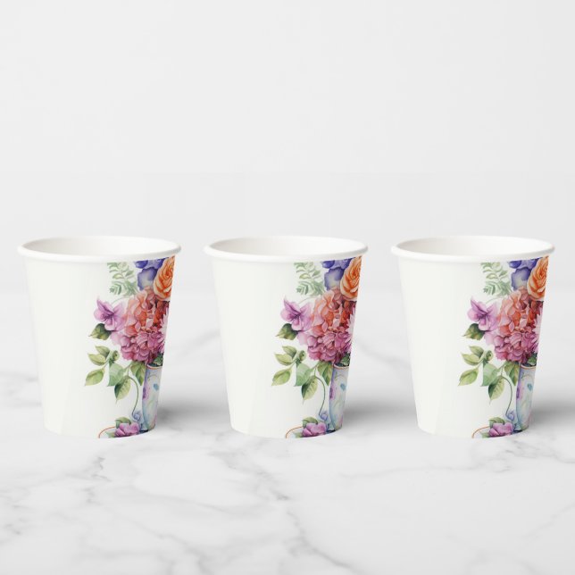 1 Tassen Blume Pappbecher (Multi)