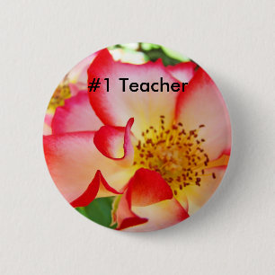 1. Taster für Red White Rose Blume hell Button