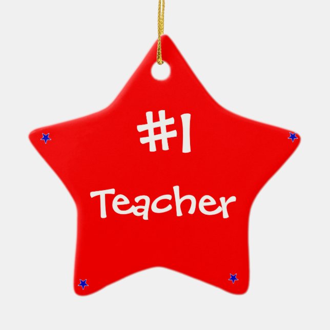 #1 Teacher Red Christmas Ornament & Quote (Vorne)
