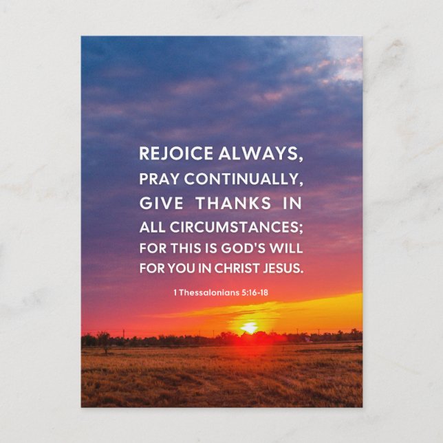 1 Thessaloniker 5:16-18 freuen sich immer Postkarte (Vorderseite)