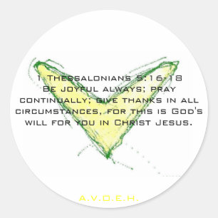 1 Thessaloniker 5:16-18Sei fröhlich alwa... Runder Aufkleber