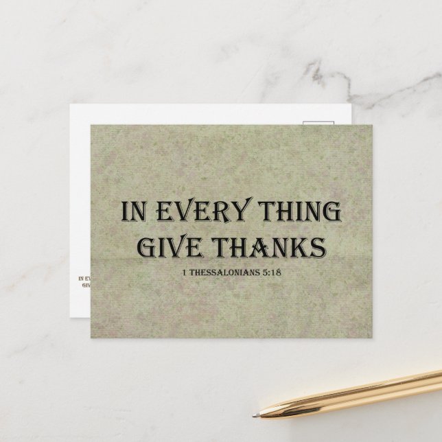 1 Thessaloniker 5:18 Postkarte (Vorderseite/Rückseite Beispiel)