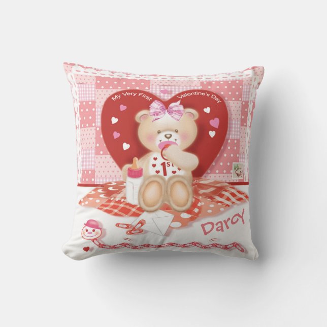 1. Valentinstag Baby Girl Kissen (Vorderseite)