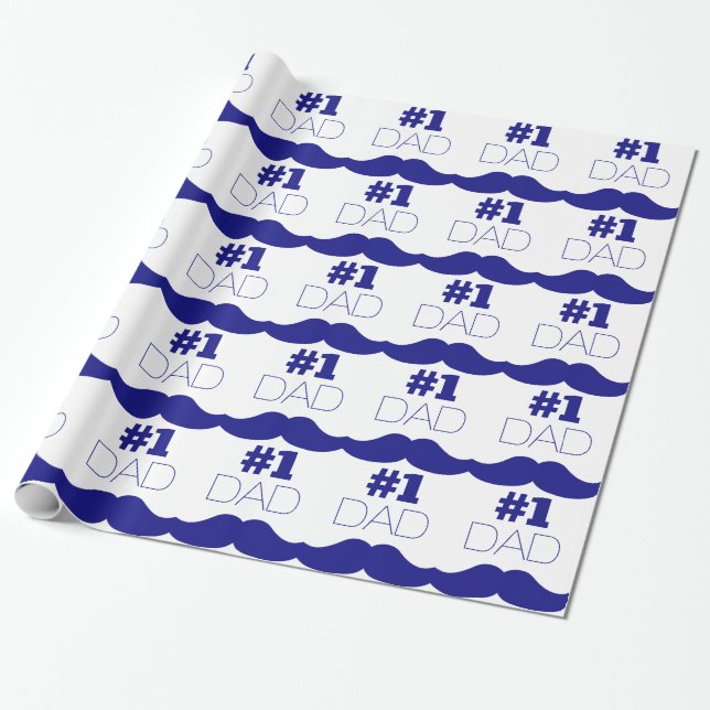 1. Vater Blue Mustache - Nummer 1 Geschenkpapier (Ungerollt)
