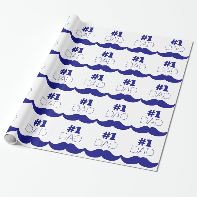 1. Vater Blue Mustache - Nummer 1 Geschenkpapier (Ungerollt)