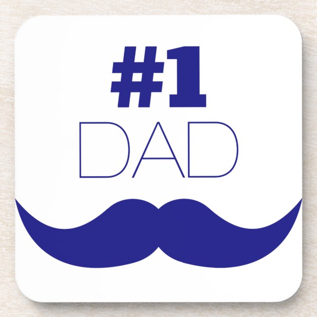 1. Vater Blue Mustache - Nummer 1 Getränkeuntersetzer (Vorderseite)