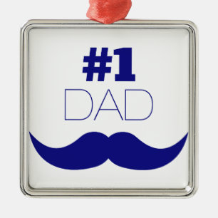 1. Vater Blue Mustache - Nummer 1 Silbernes Ornament