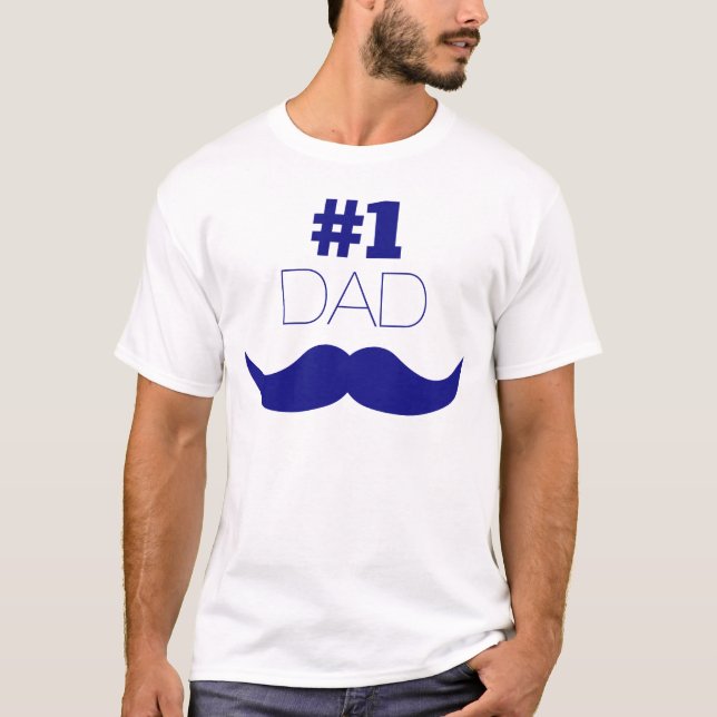 1. Vater Blue Mustache - Nummer 1 T-Shirt (Vorderseite)