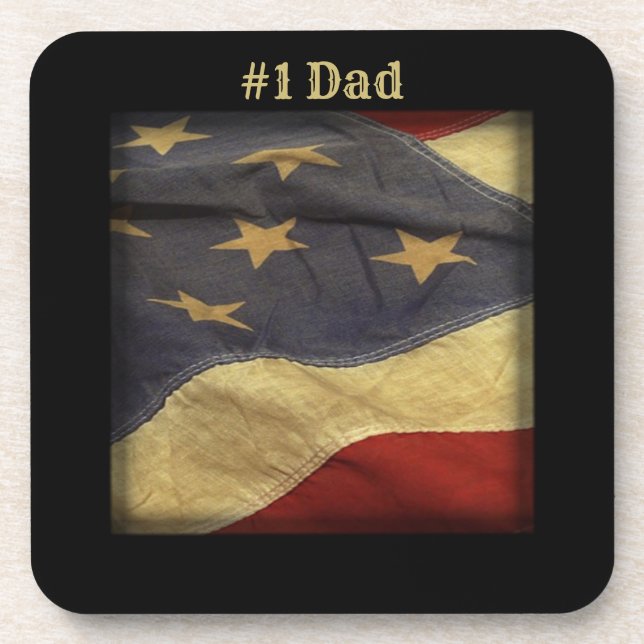 #1 Vater Distressed American Flag Untersetzer (Vorderseite)