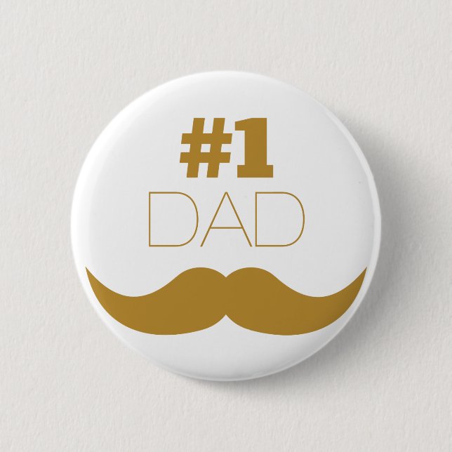 1. Vater Gold Mustache - Nummer eins Button (Vorderseite)