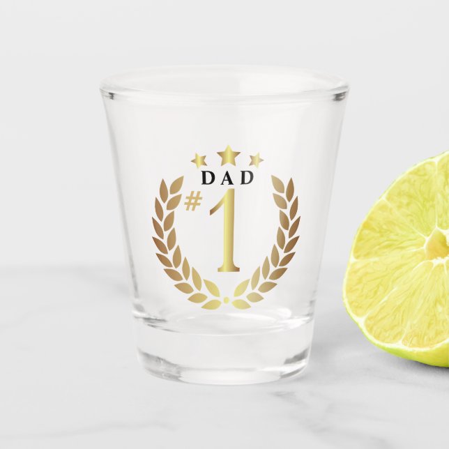 1. VATER Gold Vatertag Schnapsglas (Vorderseite)