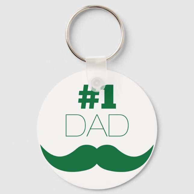 1. Vater Green Mustache - Nummer eins Schlüsselanhänger (Vorderseite)