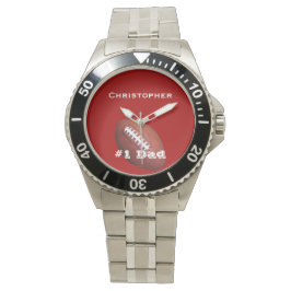1 Vater, Personalisierter Name, Fußball, Silberner Armbanduhr