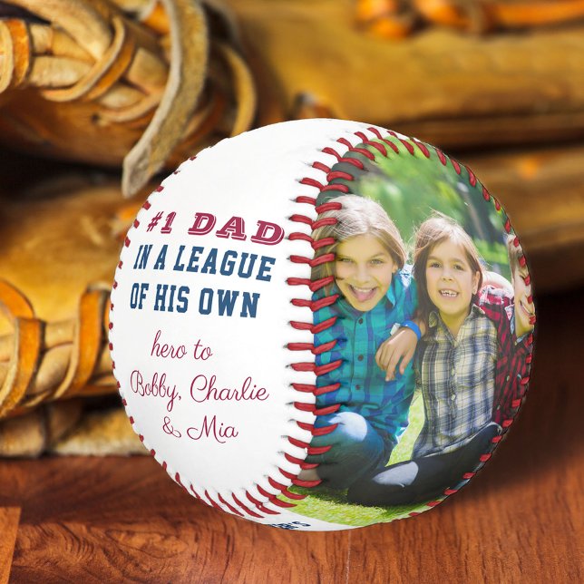 #1 Vater Quote Custom 2 Foto Personalisiert Baseball (Von Creator hochgeladen)