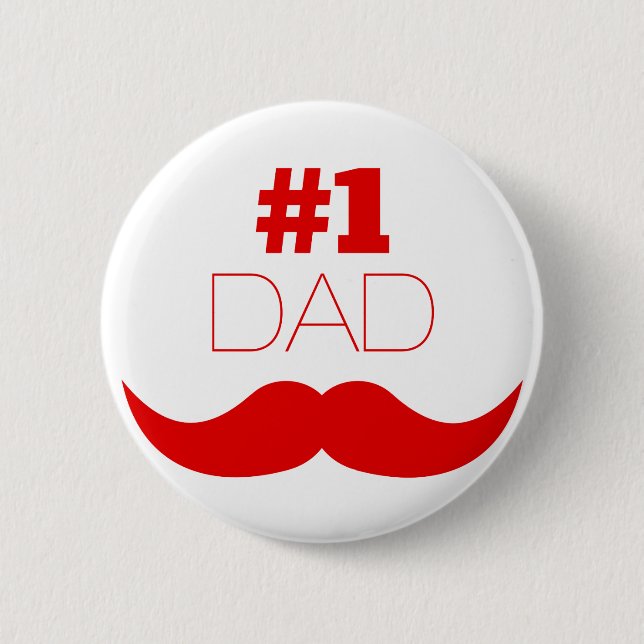1. Vater Red Mustache - Nummer eins Button (Vorderseite)