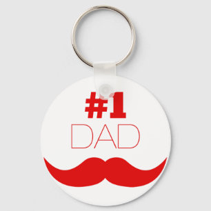 1. Vater Red Mustache - Nummer eins Schlüsselanhänger