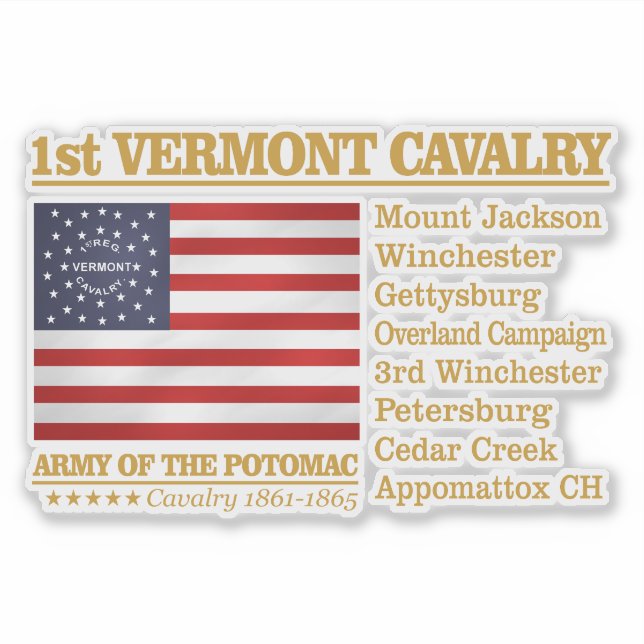 1. Vermont Cavalry (BH) Aufkleber (Vorderseite)