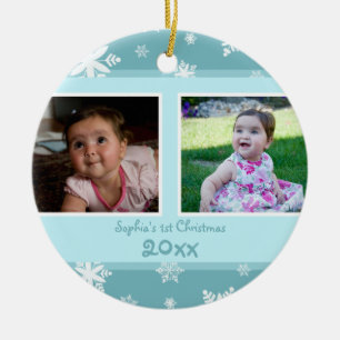 1. Verzierung des aquamarinen Foto-Babys Keramik Ornament