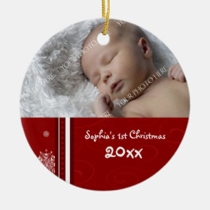 1. Verzierung des Foto-Babys Weihnachts Keramik Ornament