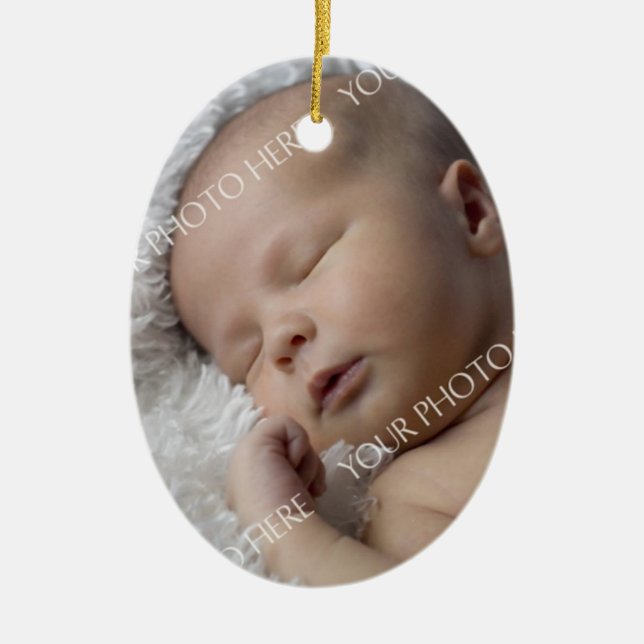 1. Verzierung des Foto-Babys Weihnachts Keramikornament (Vorne)