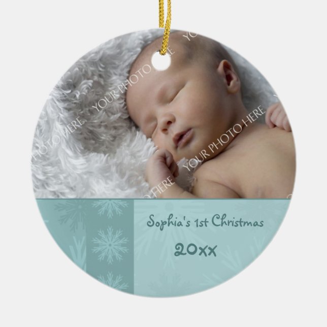 1. Verzierung des Foto-Babys Weihnachts Keramikornament (Vorne)