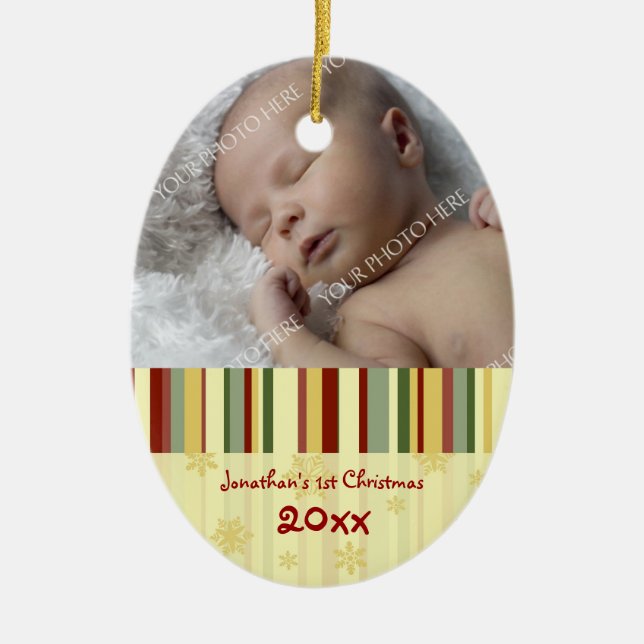 1. Verzierung des Foto-Babys Weihnachts Keramikornament (Vorne)