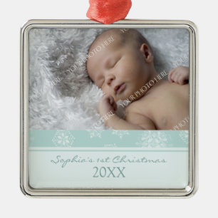 1. Verzierung des Foto-Babys Weihnachts Silbernes Ornament