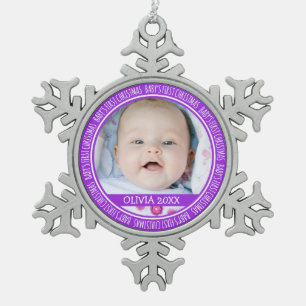 1. Verzierung des Name-Babys Weihnachtslila Schneeflocken Zinn-Ornament