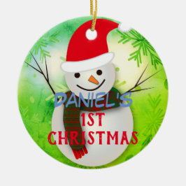 1. Verzierung des personalisierten Snowman-Babys Keramik Ornament