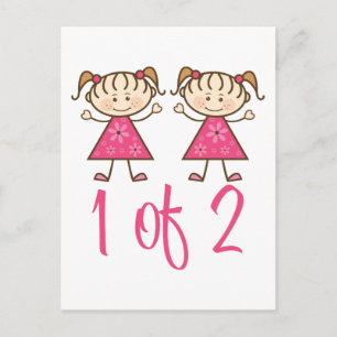 1 von 2 rosa Mädchen Postkarte