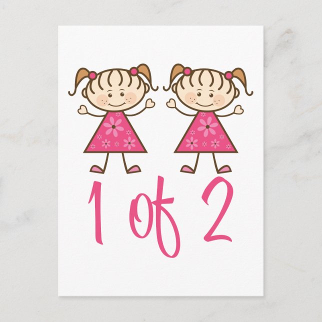 1 von 2 rosa Mädchen Postkarte (Vorderseite)