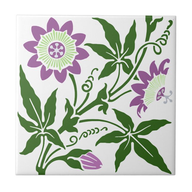 1 von 2 Sherwin Cotton Passion Flower Antique Repr Fliese (Vorderseite)