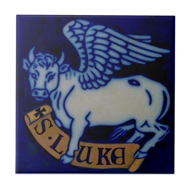 1 von 4 Evangelisten St. Luke Bull Repro Gothic St Fliese (Vorderseite)