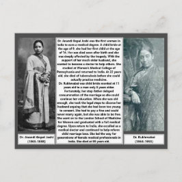 1. weibliche Ärzte Indien Rukmabai Anandi Joshi Postkarte