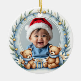 1. Weihnachten 2-seitig, Bärenumarmungen & Schmuck Keramik Ornament