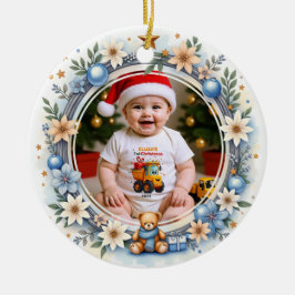 1. Weihnachten 2-seitig, Funkeln & Freude Keramik Ornament