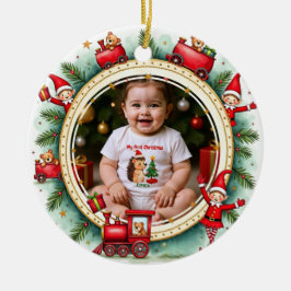 1. Weihnachten 2-seitig, Holiday Express Keramik Ornament