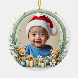 1. Weihnachten 2-seitig, Regenbogen-Wünsche Keramik Ornament