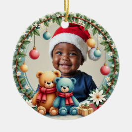 1. Weihnachten 2-seitig, Teddy Tidings Keramik Ornament