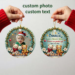 1. Weihnachten 2-seitig, Teddy Umarmungen & Christ Keramik Ornament