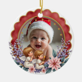 1. Weihnachten 2-seitiger Engel's First Noel Keramik Ornament