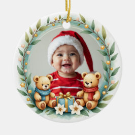 1. Weihnachten 2-seitiger Teddy-Tidings Keramik Ornament