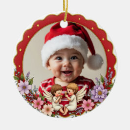 1. Weihnachten 2-seitiges Goldenes Erinnerungsstüc Keramik Ornament